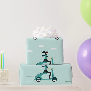 Woman On A Scooter Wrapping Paper