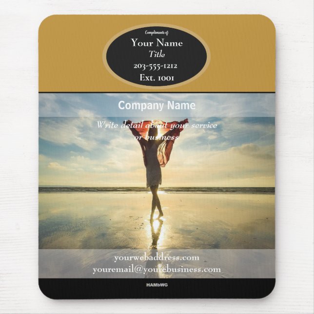 Woman on Beach Promotional Mouse Pad - HAMbyWG (Front)