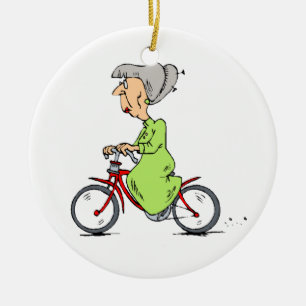 WOMAN ON BIKE ORNAMENT