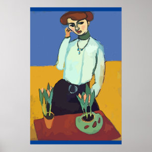 Woman on Cell Phone Abstract, Matisse Style Poster