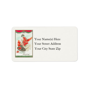 Woman on Christmas Bell Vintage Address Label