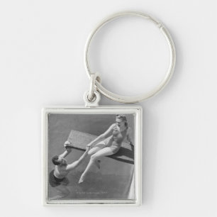 Woman on Diving Board Key Ring