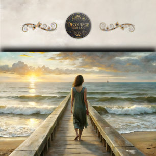 Woman on Pier at Sunset Decoupage Tissue Paper