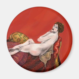 Woman on Red Sofa Magnet