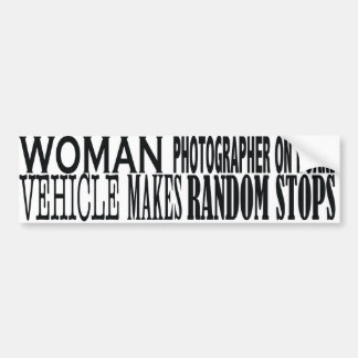 WOMAN PHOTOGRAPHER  ON BOARD BUMPER STICKER