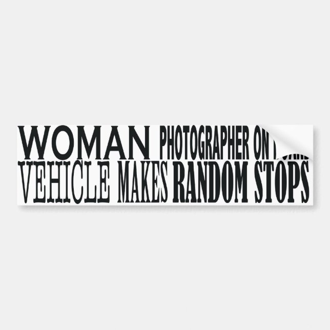 WOMAN PHOTOGRAPHER  ON BOARD BUMPER STICKER (Front)