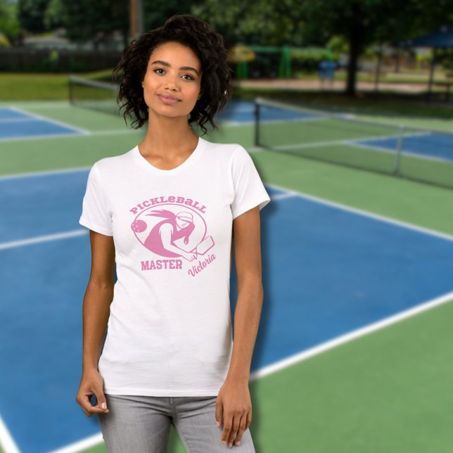 Woman Pickleball Master Game Player Custom Name T-Shirt (Creator Uploaded)