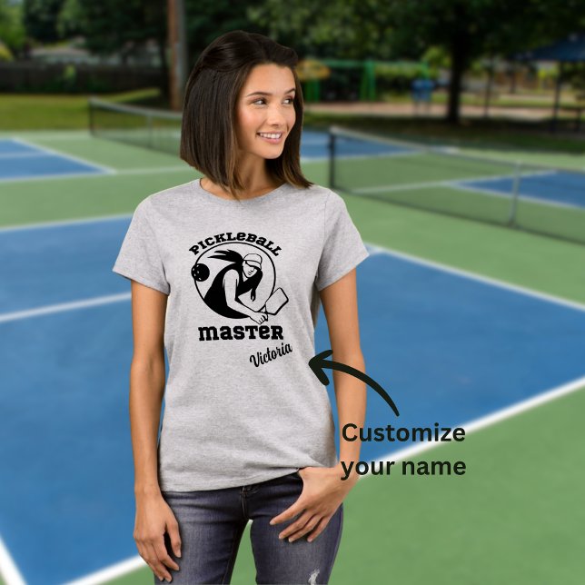 Woman Pickleball Master Game Player Custom Name T-Shirt (Creator Uploaded)