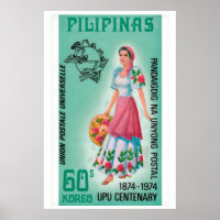 Woman Pilipinas 1960s-70s Postage Stamp - Vintage