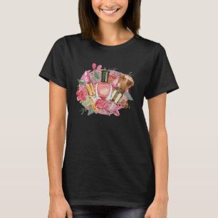 Woman Pink Watercolor Makeup Artist Girl Botanical T-Shirt