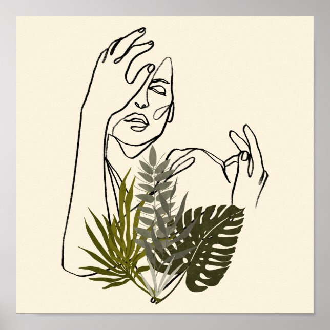 Woman Plant Line Art Poster (Front)