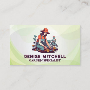Woman Planting in The Garden Business Card