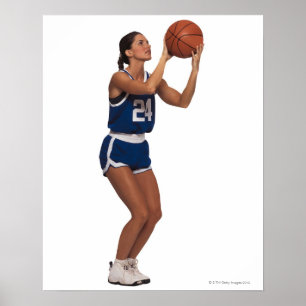 Woman player shooting basketball poster