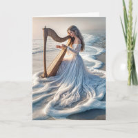 Woman Playing a Harp In Ocean Water