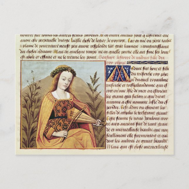 Woman playing a viol postcard (Front)