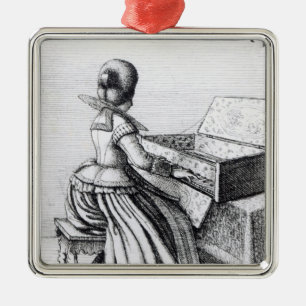 Woman Playing at a Keyboard, 1635 Metal Ornament