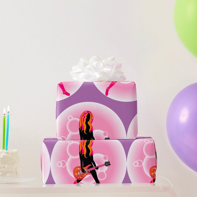 Woman Playing Guitar Wrapping Paper (Creator Uploaded)