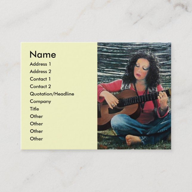Woman Playing Music With Acoustic Guitar Business Card (Front)