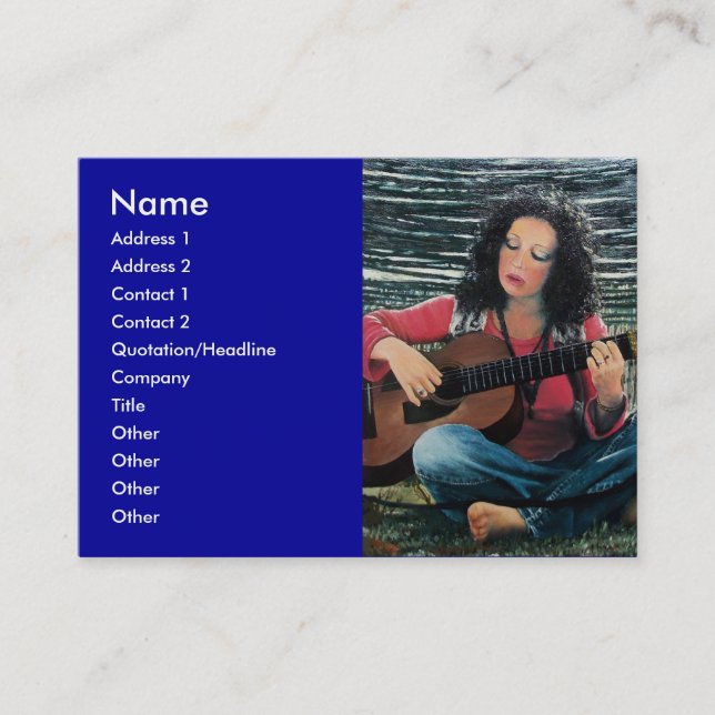 Woman Playing Music With Acoustic Guitar Business Card (Front)