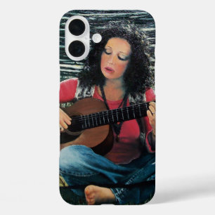 Woman Playing Music With Acoustic Guitar iPhone 16 Plus Case