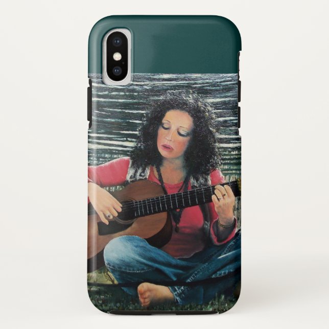 Woman Playing Music With Acoustic Guitar Case-Mate iPhone Case (Back)