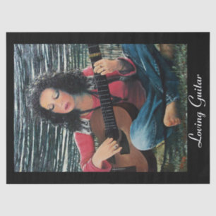 Woman Playing Music With Acoustic Guitar Tissue Paper