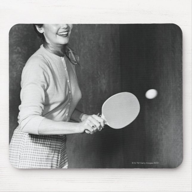 Woman Playing Table Tennis Mouse Pad (Front)