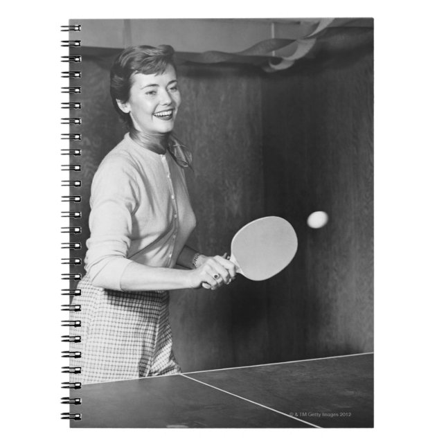 Woman Playing Table Tennis Notebook (Front)