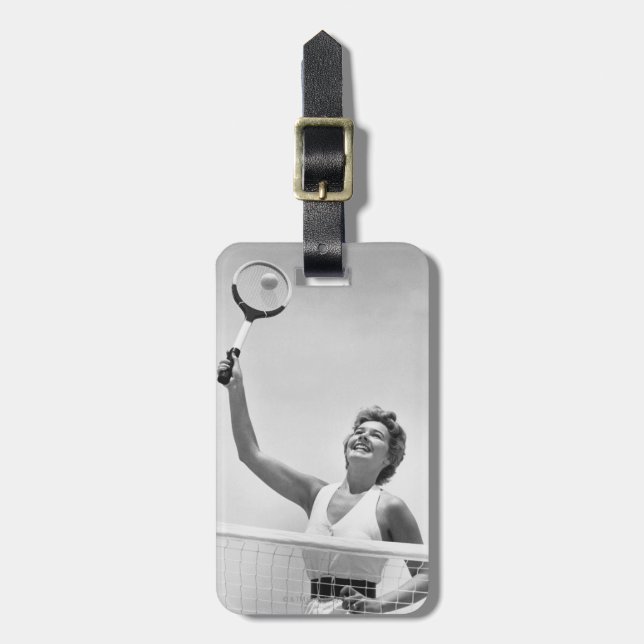 Woman Playing Tennis 2 Luggage Tag (Front Vertical)