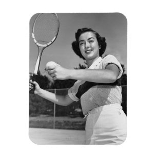 Woman Playing Tennis 3 Magnet