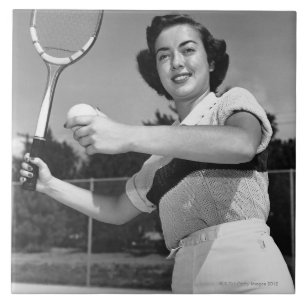 Woman Playing Tennis 3 Tile