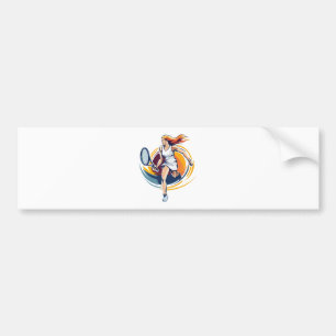 woman playing tennis bumper sticker