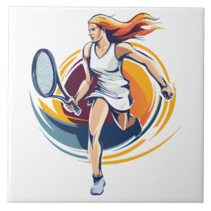 woman playing tennis ceramic tile