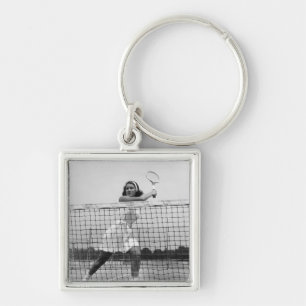 Woman Playing Tennis Key Ring