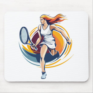 woman playing tennis mouse pad