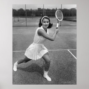Woman playing tennis poster