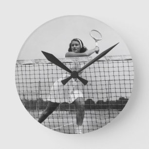 Woman Playing Tennis Round Clock
