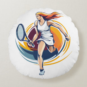 woman playing tennis round cushion