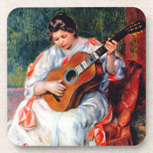 Woman Playing The Guitar by Pierre Renoir Coaster