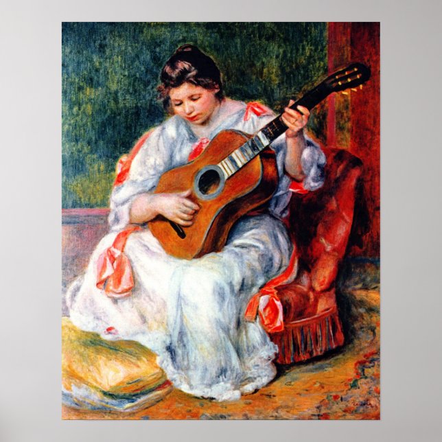 Woman Playing The Guitar by Pierre Renoir Poster (Front)