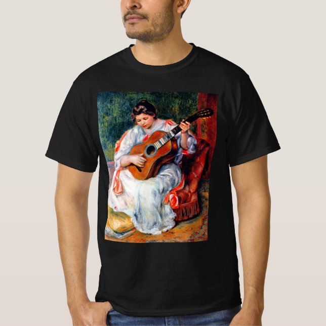 Woman Playing The Guitar by Pierre Renoir T-Shirt (Front)