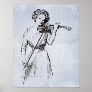 Woman playing the violin poster