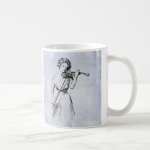 Woman Playing Violin Vintage Illustration Coffee Mug