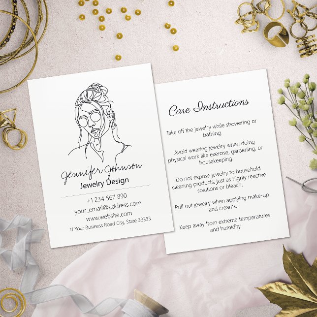 Woman Portrait Jewellery Care Cards Business Card (Creator Uploaded)