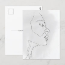 Woman Portrait, line art, Postcrossing