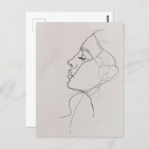 Woman Portrait, line art, Postcrossing