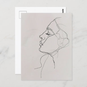 Woman Portrait, line art, Postcrossing Postcard
