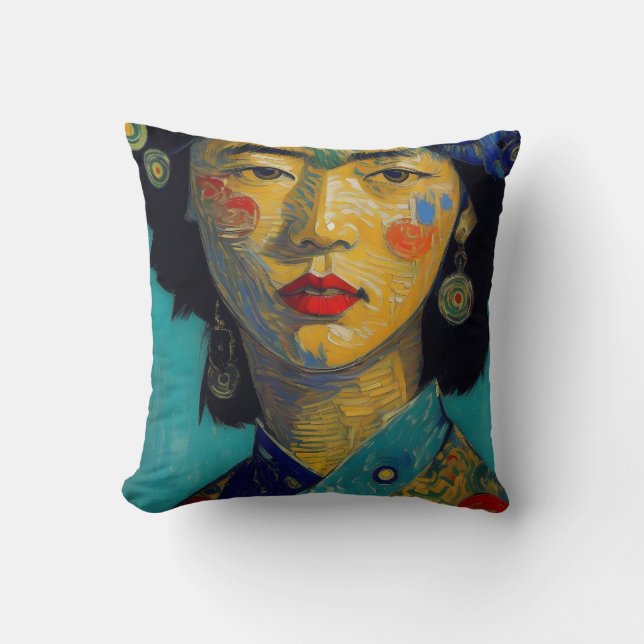 Woman Portrait Painting Cushion (Front)