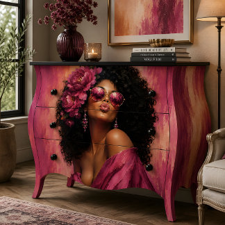 Woman Portrait Pink Floral Glamour Tissue Paper