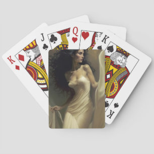 Woman portrait playing cards